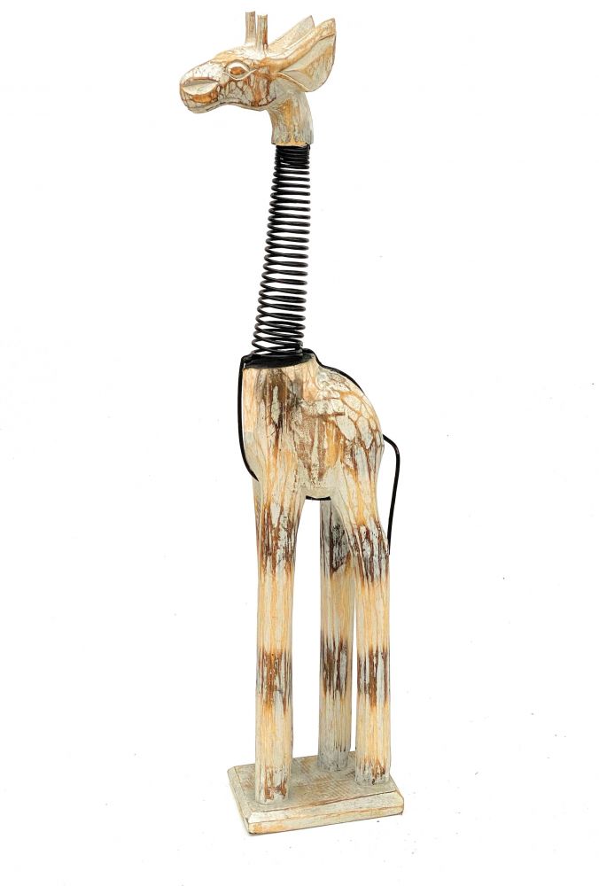 DanDiBo Deko Figur Giraffe Nr.40 Holzskulptur aus Holz Skulptur Beige Hell 68 cm Holzfigur Handgeschnitzt Stehend Tierfigur Schnitzskulptur