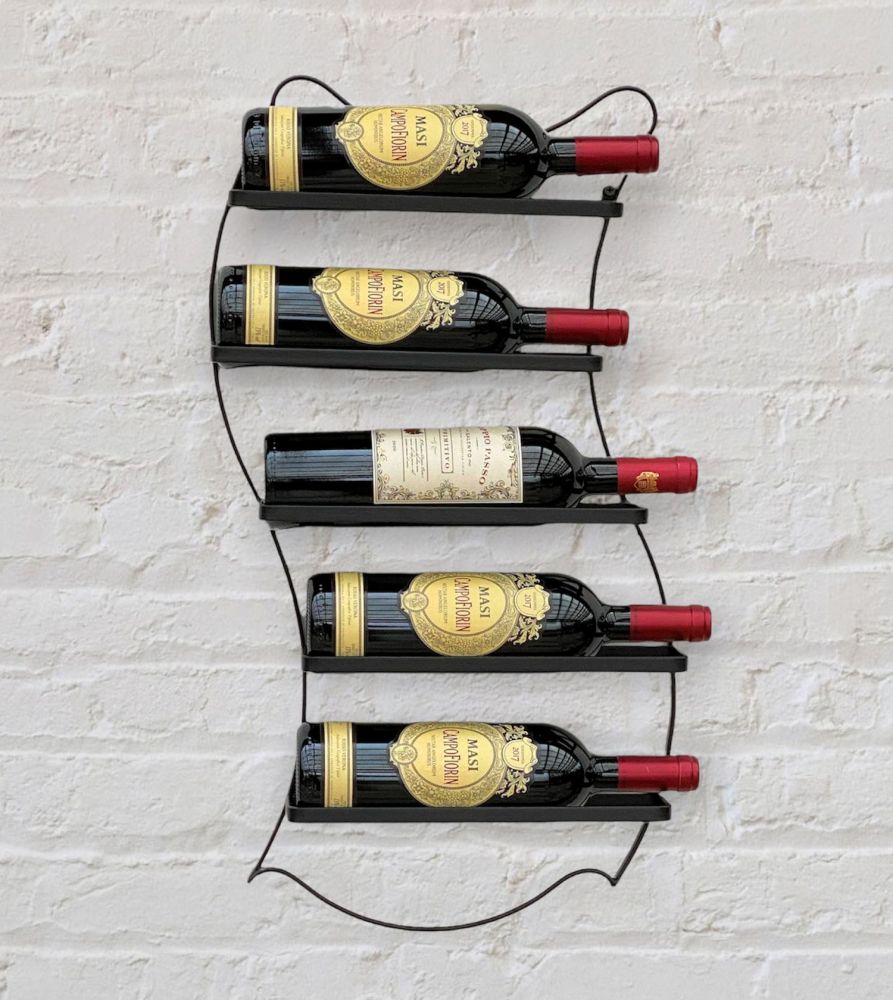 DanDiBo Weinregal Metall Schwarz Wand erweiterbar für 5 Flaschen Lento Flaschenregal 96269 Flaschenständer Weinflaschenhalter Flaschenhalter