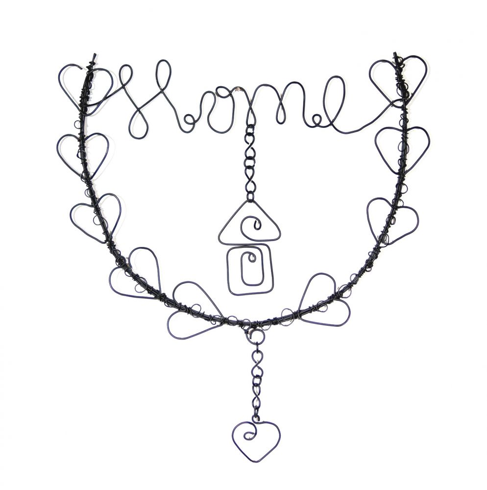 DanDiBo Drahtbild Herz Home Türkranz 3101 Wandkranz Wandbild Drahtschild Wanddekoration Dekoration Metall