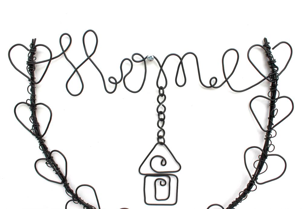 DanDiBo Drahtbild Herz Home Türkranz 3101 Wandkranz Wandbild Drahtschild Wanddekoration Dekoration Metall