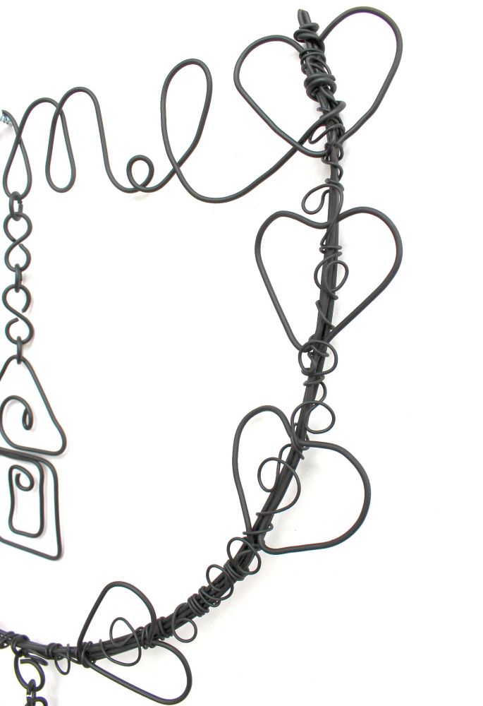 DanDiBo Drahtbild Herz Home Türkranz 3101 Wandkranz Wandbild Drahtschild Wanddekoration Dekoration Metall