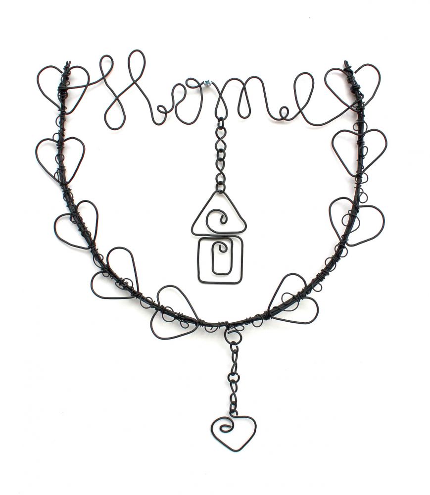 DanDiBo Drahtbild Herz Home Türkranz 3101 Wandkranz Wandbild Drahtschild Wanddekoration Dekoration Metall