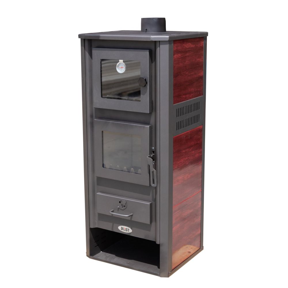 Kaminofen mit Backfach Rot Holzofen 12,1 kW Kamin Ambasador Ofen Dauerbrandofen Werkstattofen Schwedenofen Hüttenofen Heizofen