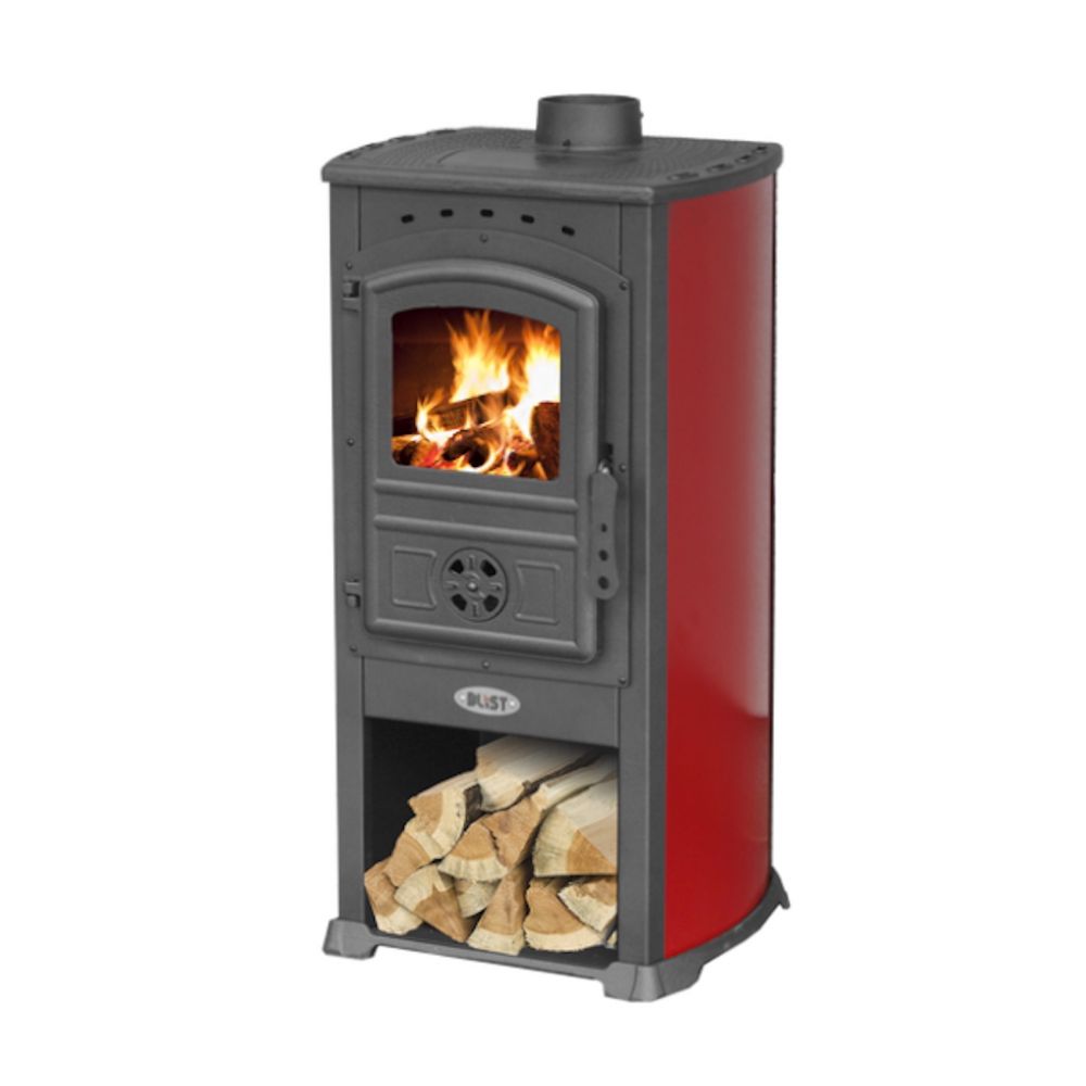 Kaminofen Rot Holzofen 7,2 kW Kamin Zar Ofen Dauerbrandofen Werkstattofen Schwedenofen Hüttenofen Heizofen