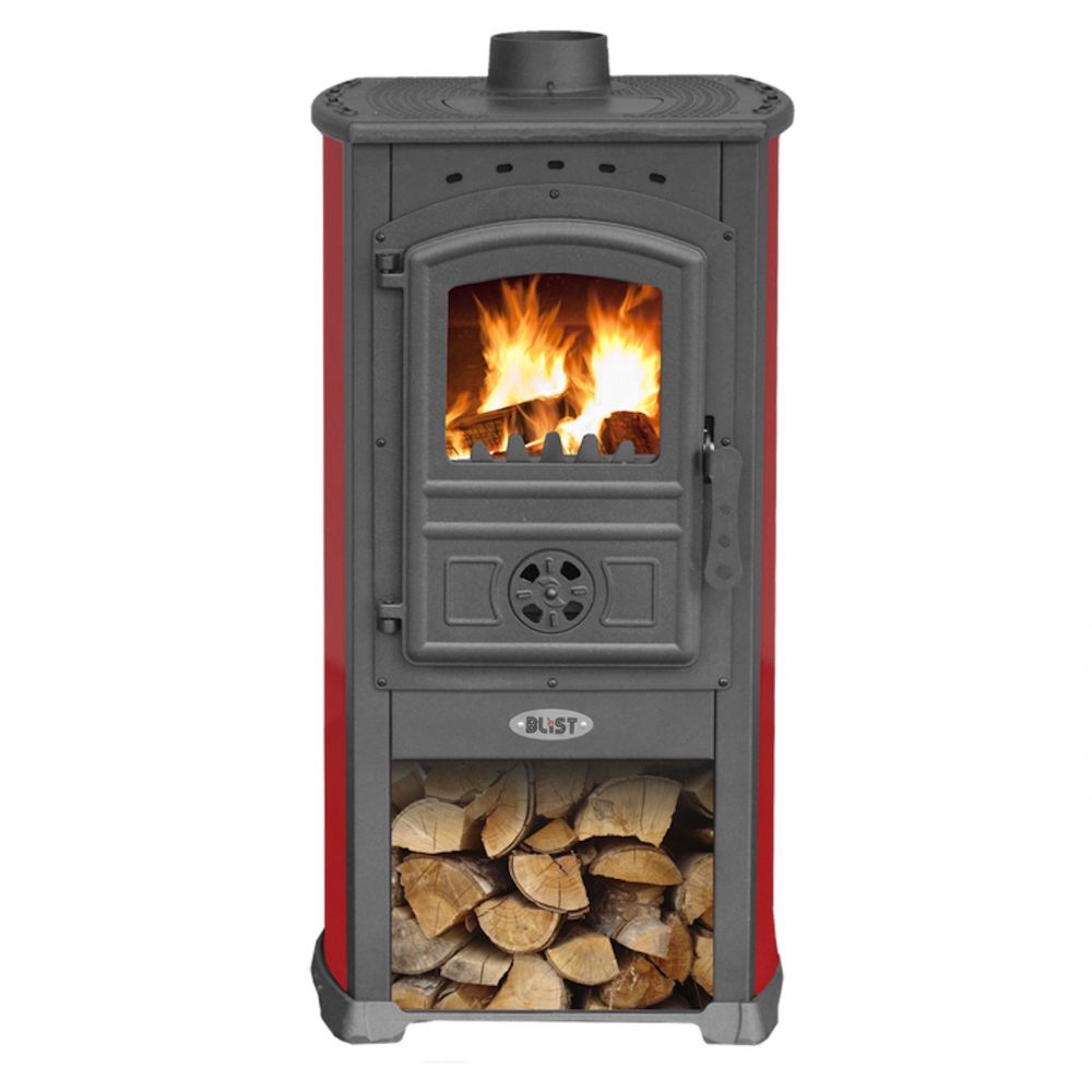 Kaminofen Rot Holzofen 7,2 kW Kamin Zar Ofen Dauerbrandofen Werkstattofen Schwedenofen Hüttenofen Heizofen