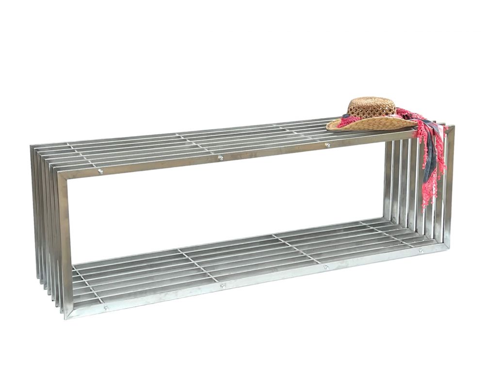 DanDiBo Gartenbank Edelstahl Metall Wetterfest Massiv 150 cm Sitzbank Bank Garten 96429 Parkbank Lamellenbank