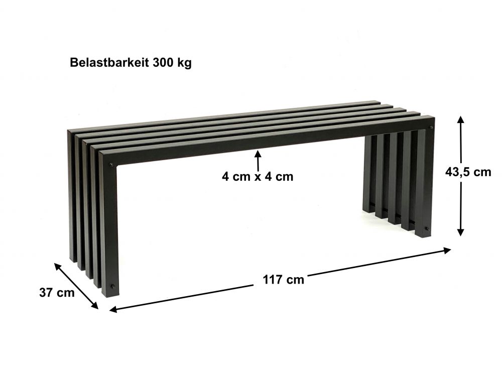 DanDiBo Gartenbank Metall Massiv Wetterfest Schwarz 120 cm Sitzbank Modern 96245 Ida Parkbank Eisen