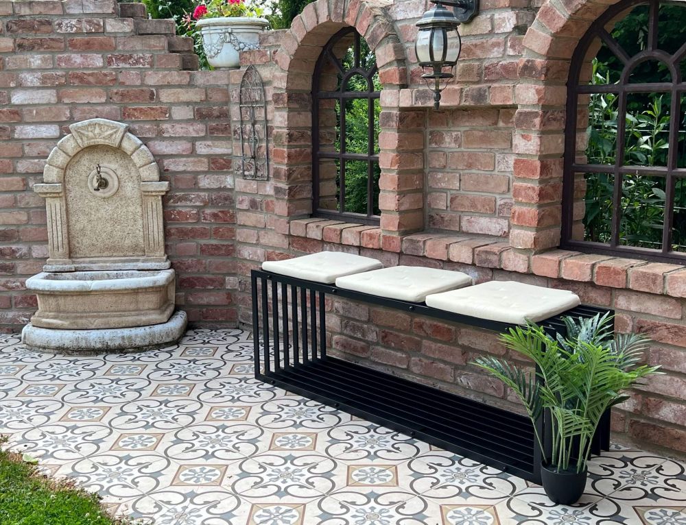 DanDiBo Gartenbank Metall Schwarz Wetterfest Massiv 150 cm Sitzbank Modern 96430 Parkbank Eisen Lamellenbank