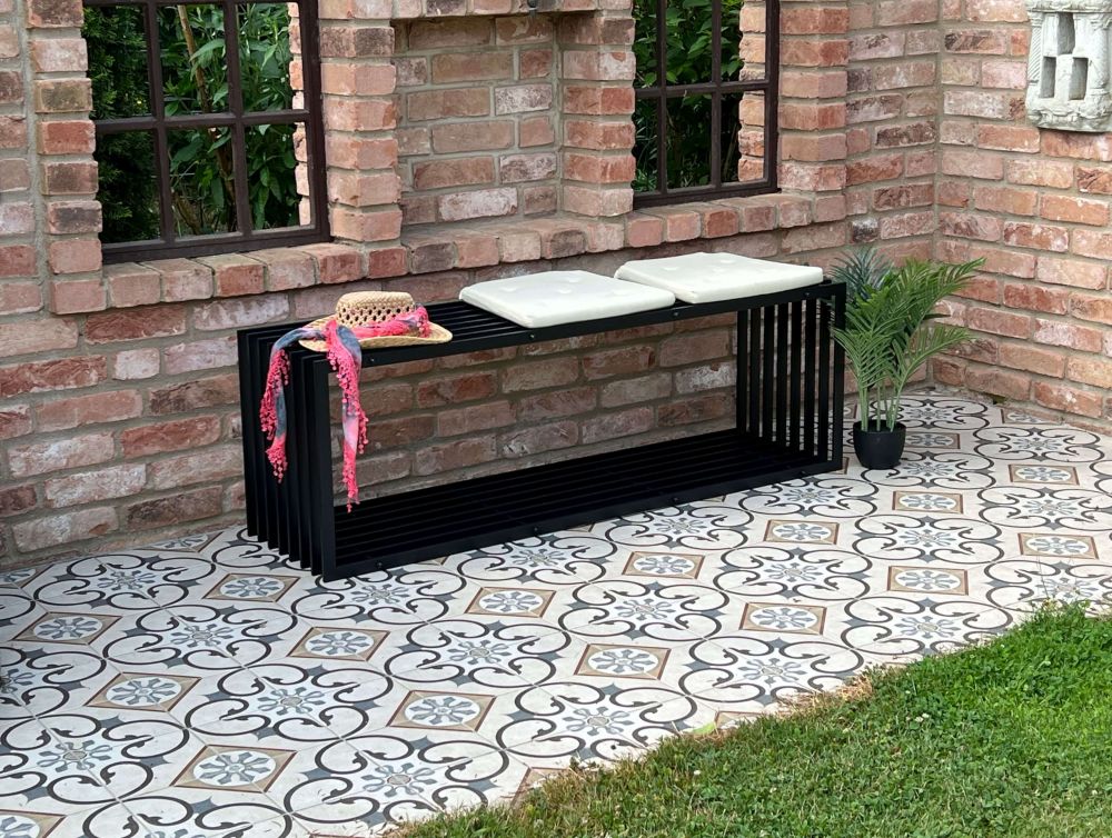 DanDiBo Gartenbank Metall Schwarz Wetterfest Massiv 150 cm Sitzbank Modern 96430 Parkbank Eisen Lamellenbank