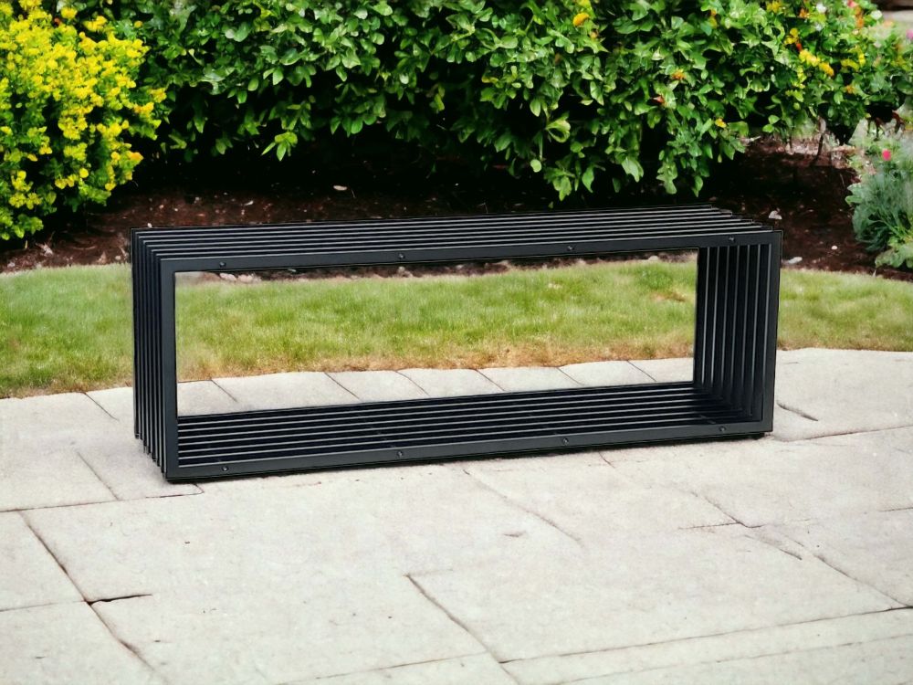 DanDiBo Gartenbank Metall Schwarz Wetterfest Massiv 150 cm Sitzbank Modern 96430 Parkbank Eisen Lamellenbank