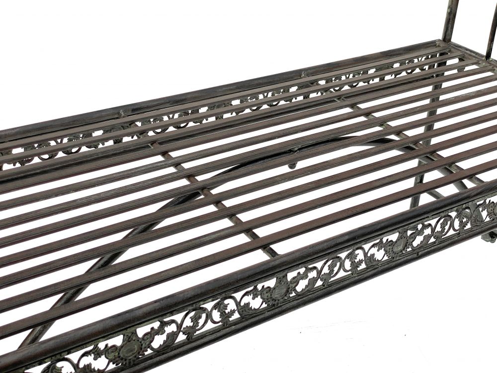 DanDiBo Gartenbank Wetterfest ohne Rückenlehne aus Metall Braun 96001 140 cm Bank Metallbank Sitzbank Garten