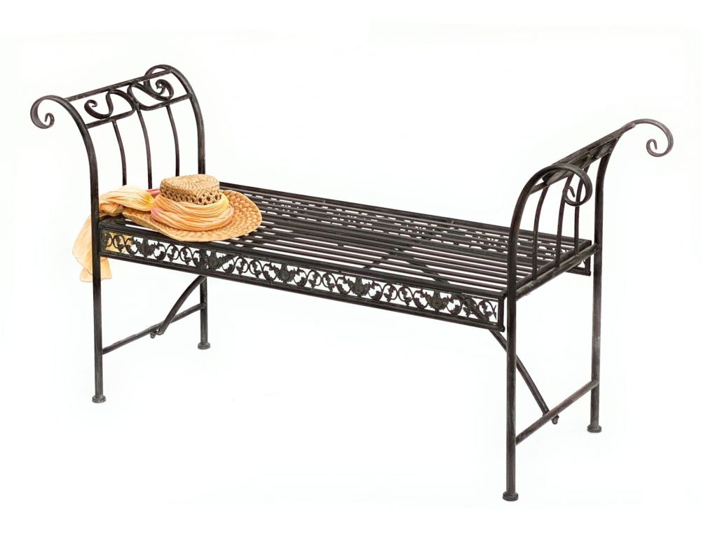 DanDiBo Gartenbank Wetterfest ohne Rückenlehne aus Metall Braun 96001 140 cm Bank Metallbank Sitzbank Garten