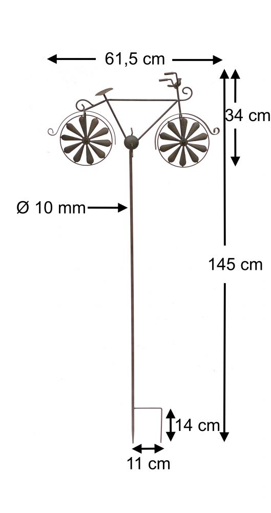 DanDiBo Gartenstecker Metall Fahrrad XL 135 cm Rad Rost Braun 96004 Windspiel Windrad Wetterfest Gartendeko Garten Gartenstab Bodenstecker