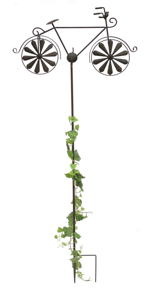 DanDiBo Gartenstecker Metall Fahrrad XL 135 cm Rad Rost Braun 96004 Windspiel Windrad Wetterfest Gartendeko Garten Gartenstab Bodenstecker