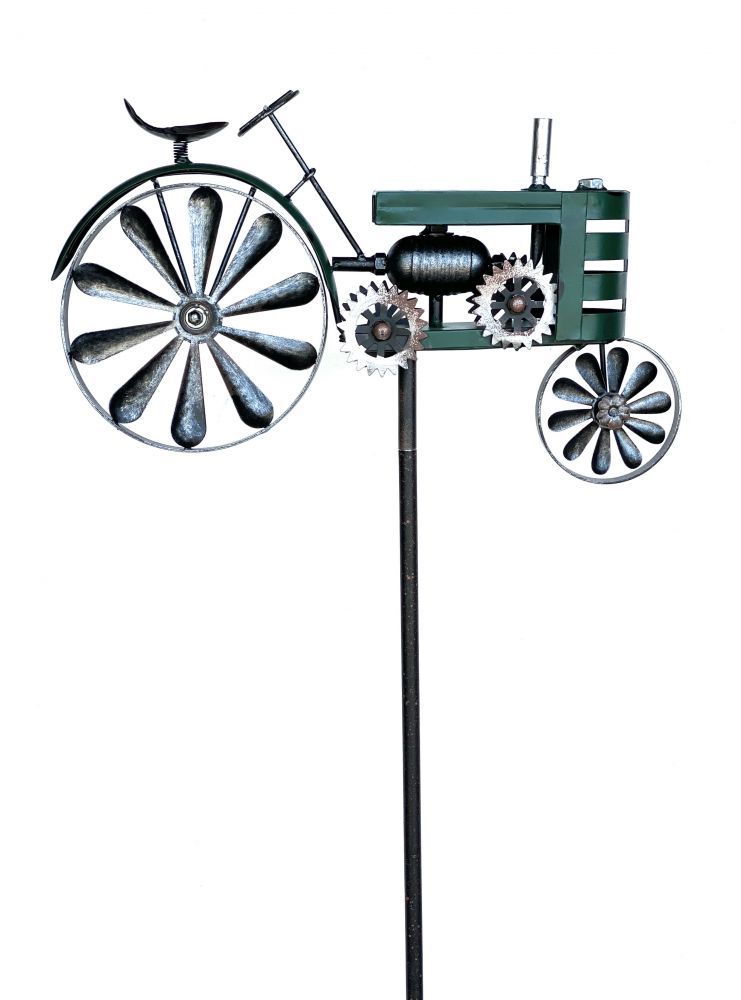 DanDiBo Gartenstecker Metall Traktor XL 160 cm Trecker Grün 96106 Windspiel Windrad Wetterfest Gartendeko Garten Gartenstab Bodenstecker