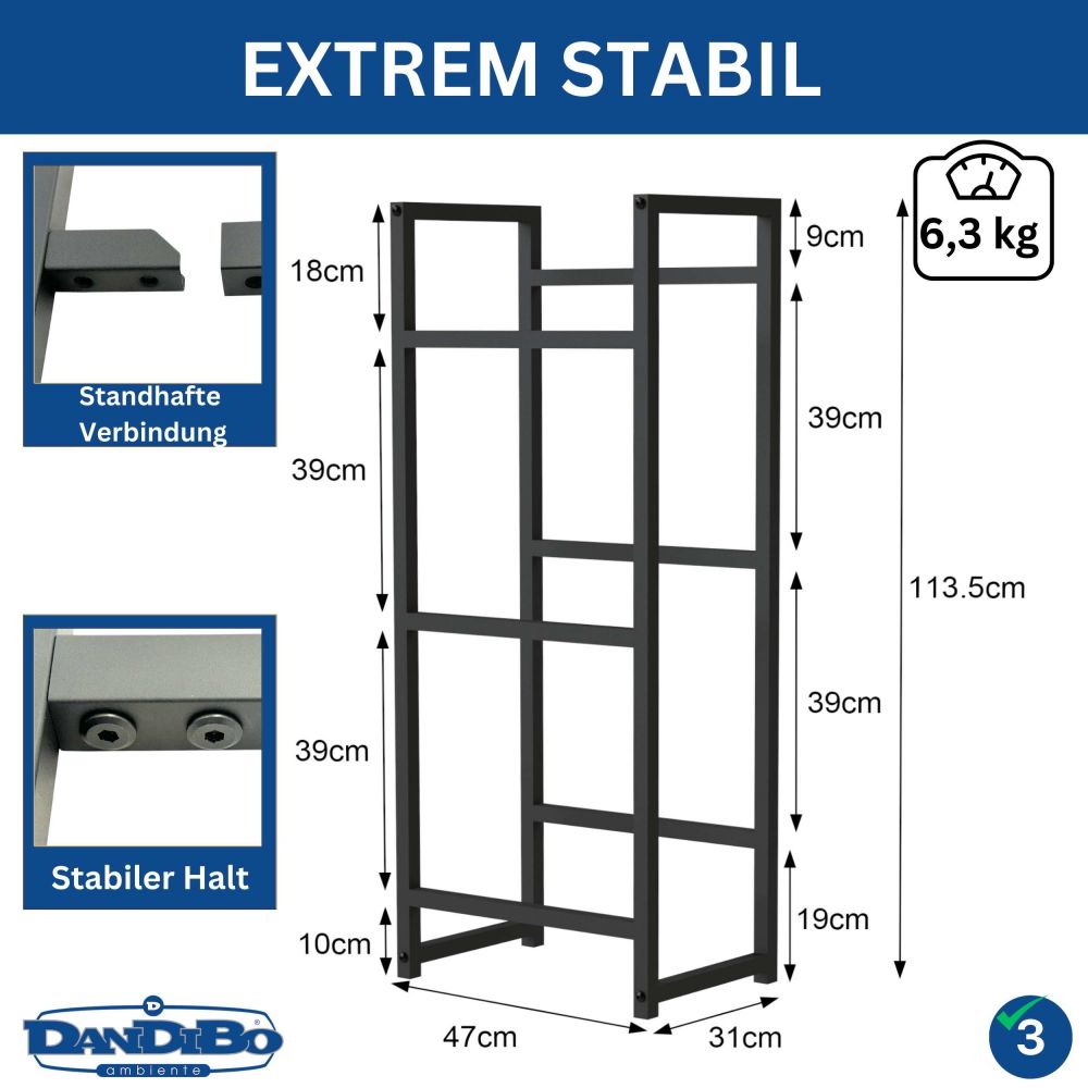 DanDiBo Getränkekistenregal 3 Kisten Schmal Metall Stehend 96599 Kistenregal Getränkekistenhalter 47 cm Getränkeregal