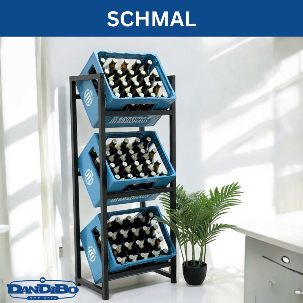 DanDiBo Getränkekistenregal 3 Kisten Schmal Metall Stehend 96599 Kistenregal Getränkekistenhalter 47 cm Getränkeregal