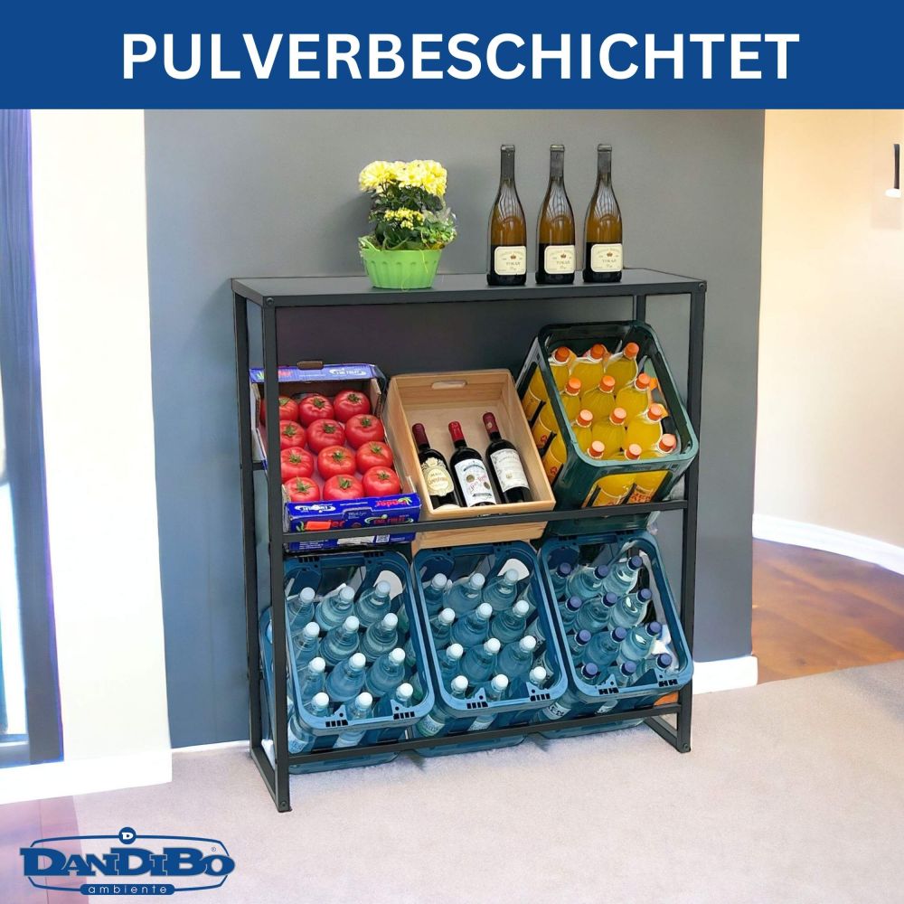 DanDiBo Getränkekistenregal 6 Kisten mit Ablage Metall Stabil 96435 100 cm Getränkekistenhalter Getränkekistenständer