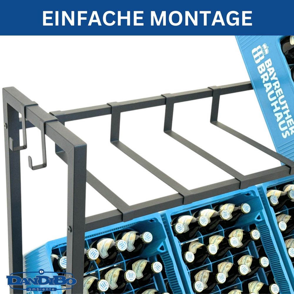 DanDiBo Getränkekistenregal 6 Kisten mit Gitter Haken 100 cm Metall 96598 Getränkeregal Kistenregal Getränkekistenhalter