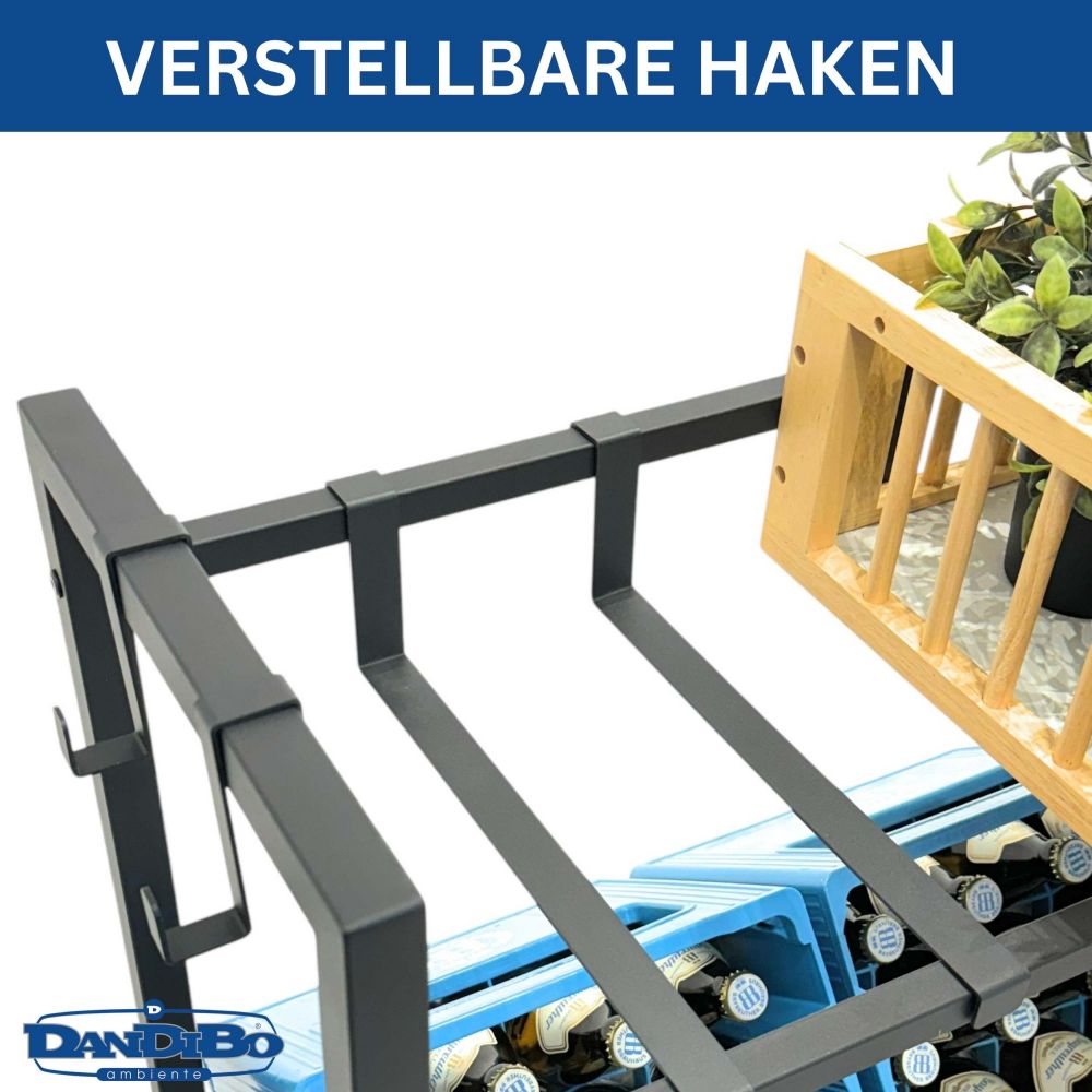 DanDiBo Getränkekistenregal 6 Kisten mit Gitter Haken 100 cm Metall 96598 Getränkeregal Kistenregal Getränkekistenhalter