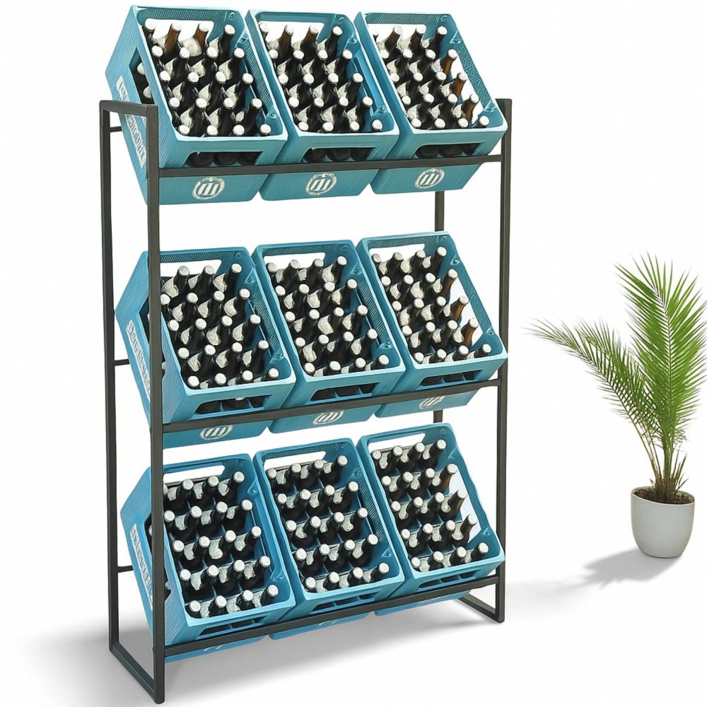 DanDiBo Bottle Crate Rack 9 Crates 96633 Beverage Rack Crate Holder Beer Crate Shelf Water Bottle Storage Shelf
