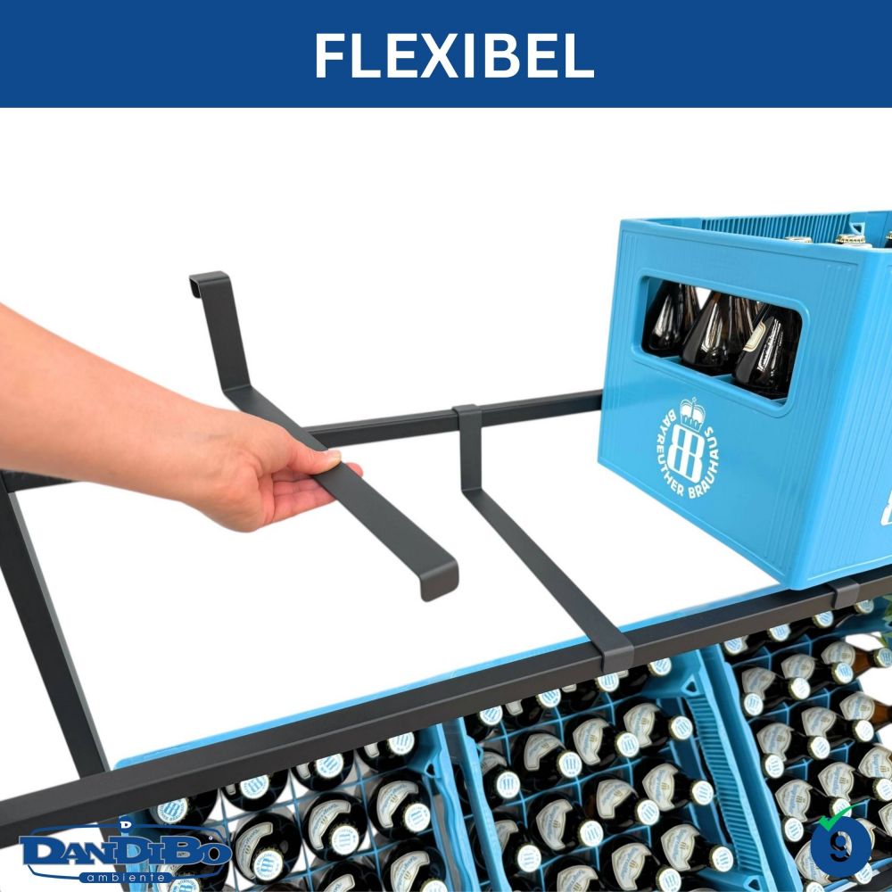 DanDiBo Bottle Crate Rack 9 Crates 96633 Beverage Rack Crate Holder Beer Crate Shelf Water Bottle Storage Shelf