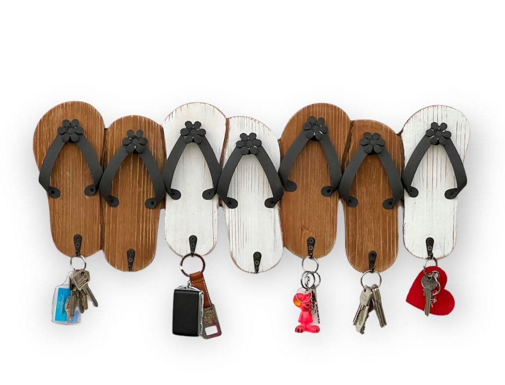 Hakenleiste Sandalen MR91 Garderobenleiste Holz Metall Weiß Handtuchhalter 60 cm Garderobenhaken Garderobe Wand Handtuchhaken Vintage