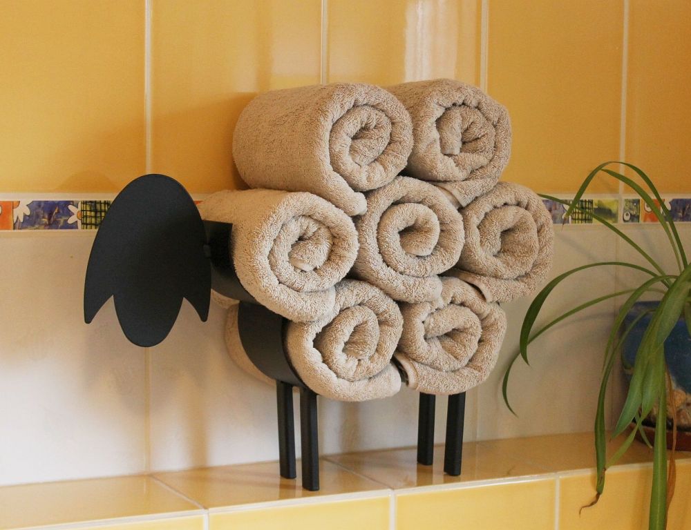 DanDiBo Handtuchhalter Stehend Schwarz Schaf Handtuchregal Gäste Bad Gästehandtuchhalter