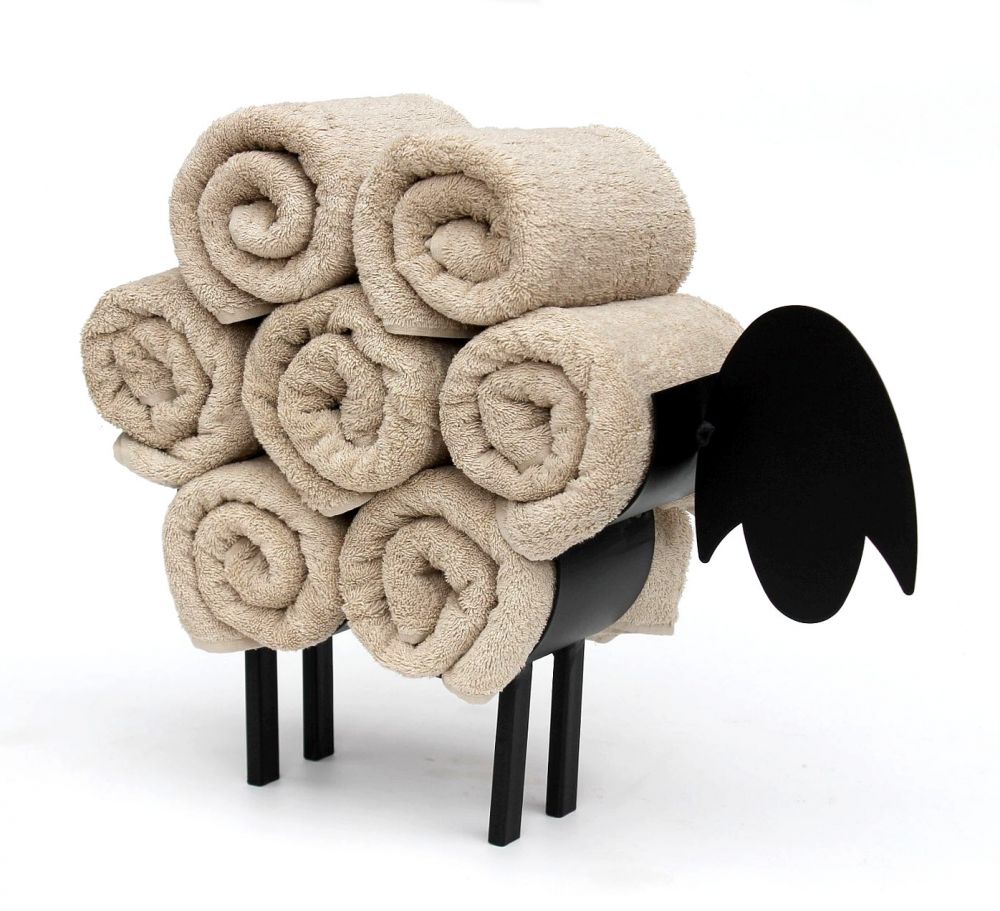 DanDiBo Handtuchhalter Stehend Schwarz Schaf Handtuchregal Gäste Bad Gästehandtuchhalter