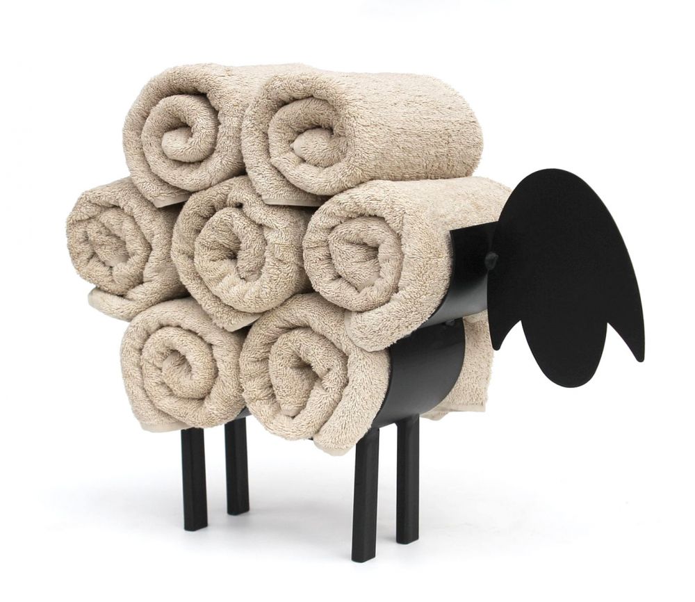 DanDiBo Handtuchhalter Stehend Schwarz Schaf Handtuchregal Gäste Bad Gästehandtuchhalter