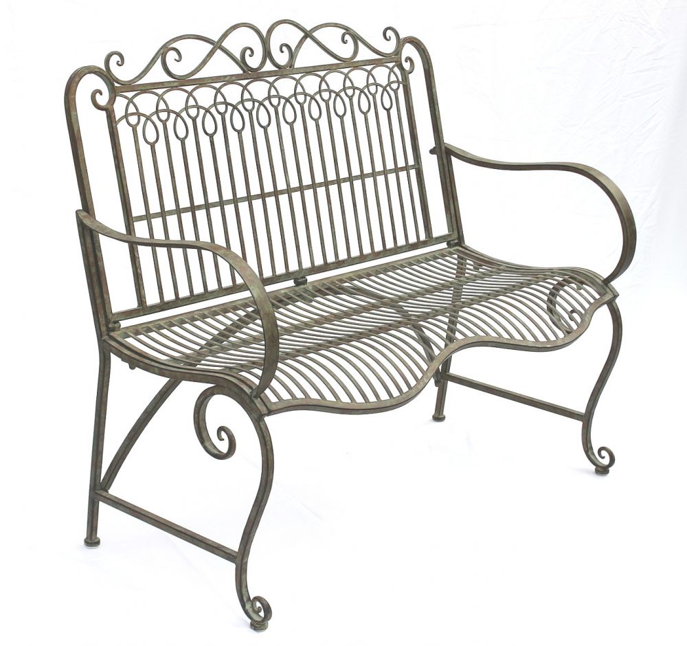 DanDiBo garden bench metal weatherproof patina green 110 cm 2 seater bench JC150014 park bench iron garden