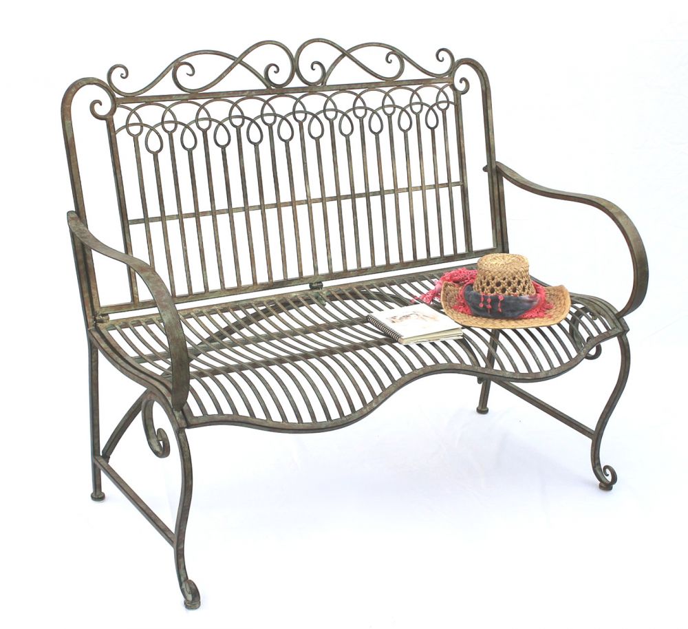 DanDiBo garden bench metal weatherproof patina green 110 cm 2 seater bench JC150014 park bench iron garden