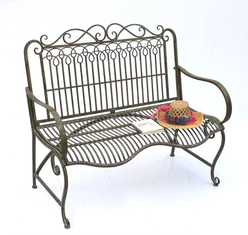 DanDiBo garden bench metal weatherproof patina green 110 cm 2 seater bench JC150014 park bench iron garden