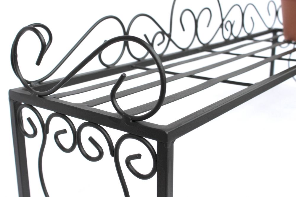 Blumenbank Mi Schwarz Blumenständer 75cm Blumenregal Regal Blumentreppe Pflanzentreppe