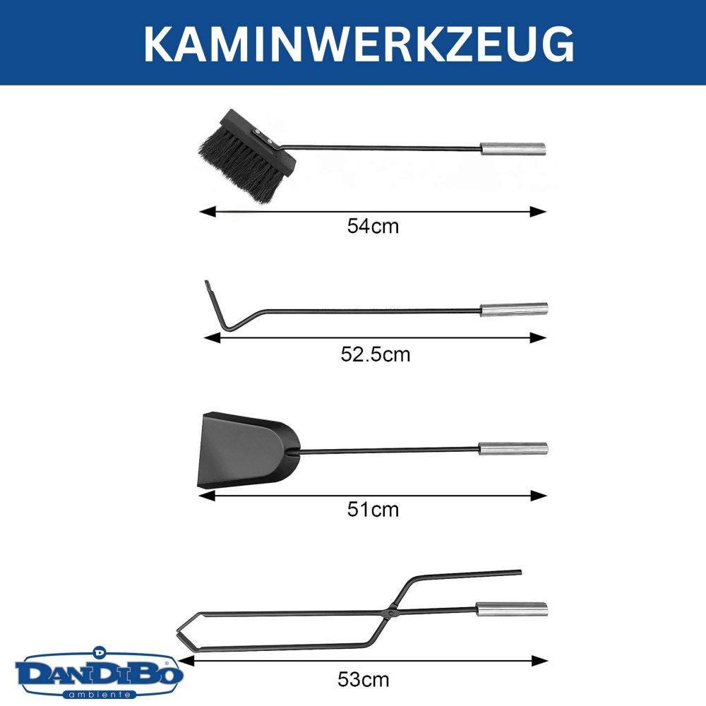 DanDiBo Kaminbesteck Modern Schwarz 5 Teilig Set 96572 Kaminset Kamingarnitur Ofenbesteck