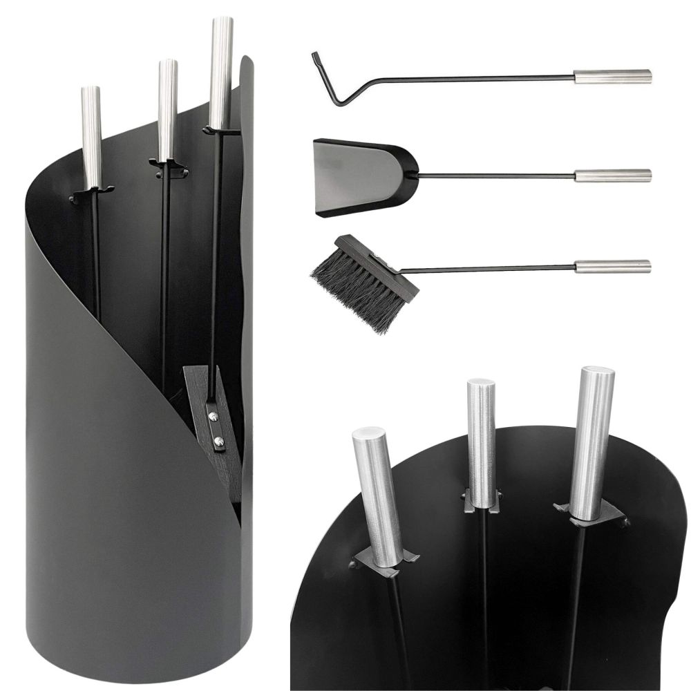 DanDiBo Kaminbesteck Schwarz Modern 4 Teilig Set 96571 Kaminset Kamingarnitur Ofenbesteck