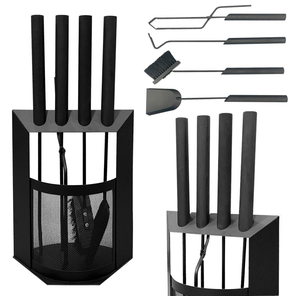 DanDiBo Kaminbesteck Schwarz Modern 5 Teilig Set 96616 Kaminset Kamingarnitur Ofenbesteck