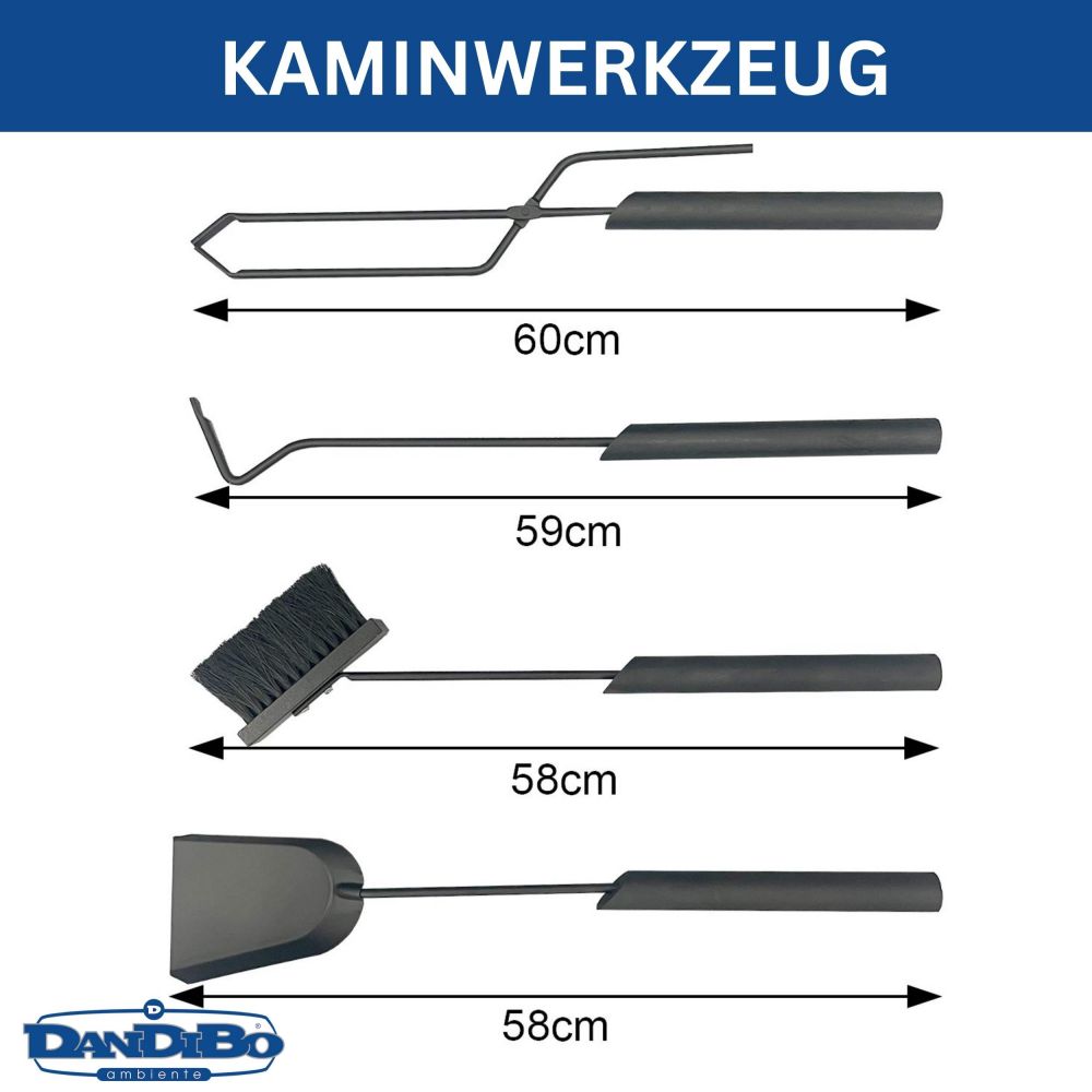 DanDiBo Kaminbesteck Schwarz Modern 5 Teilig Set 96616 Kaminset Kamingarnitur Ofenbesteck