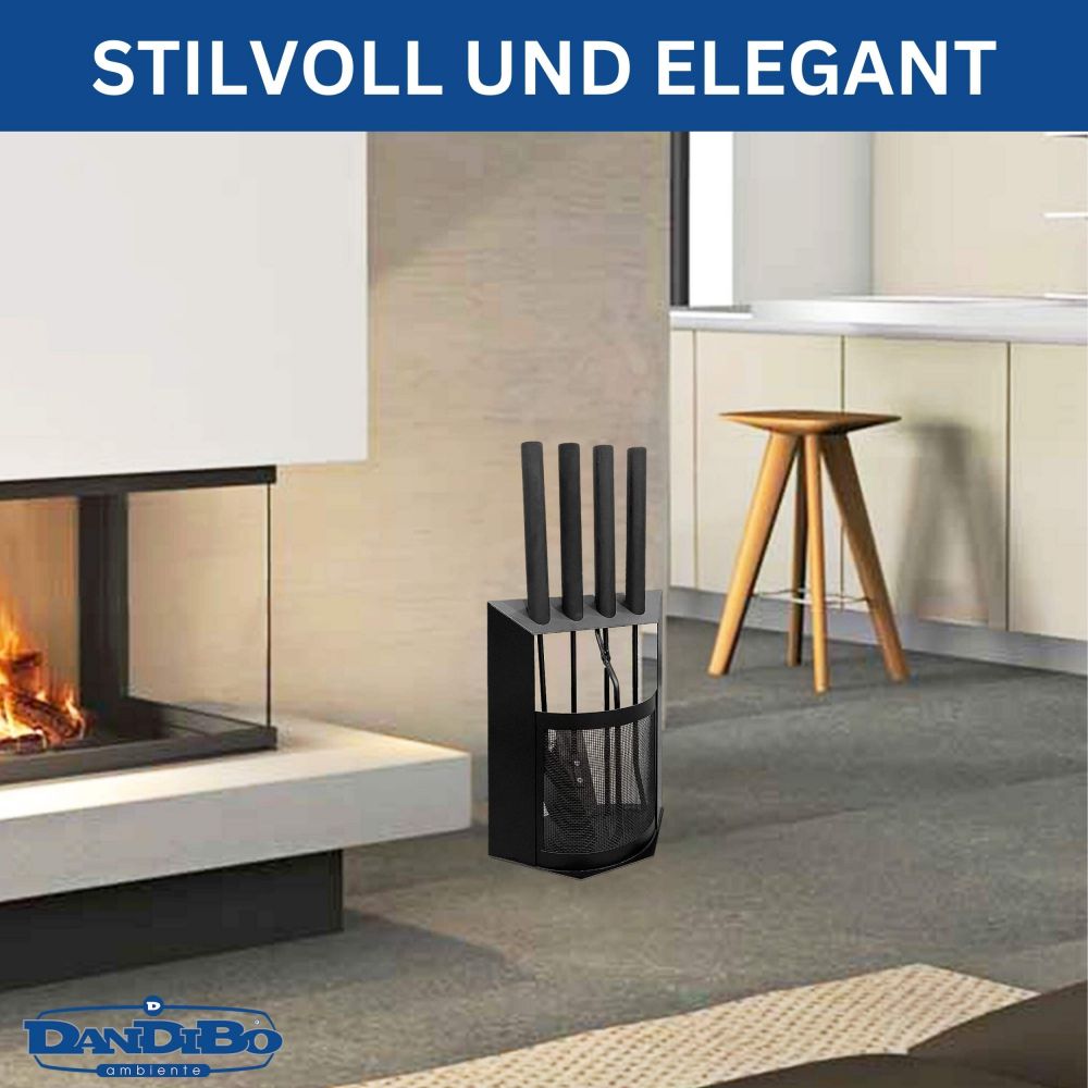 DanDiBo Kaminbesteck Schwarz Modern 5 Teilig Set 96616 Kaminset Kamingarnitur Ofenbesteck