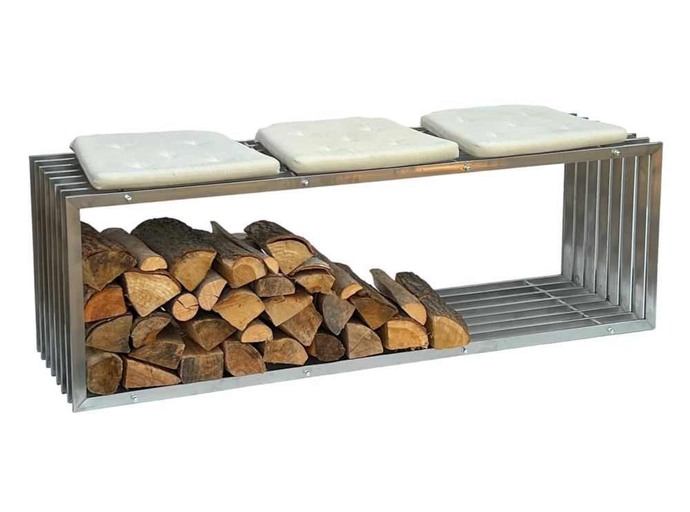 DanDiBo Kaminholzregal Innen Edelstahl Metall Kaminholzständer 96429 Brennholzregal 150 cm Holzkorb Kaminholzhalter