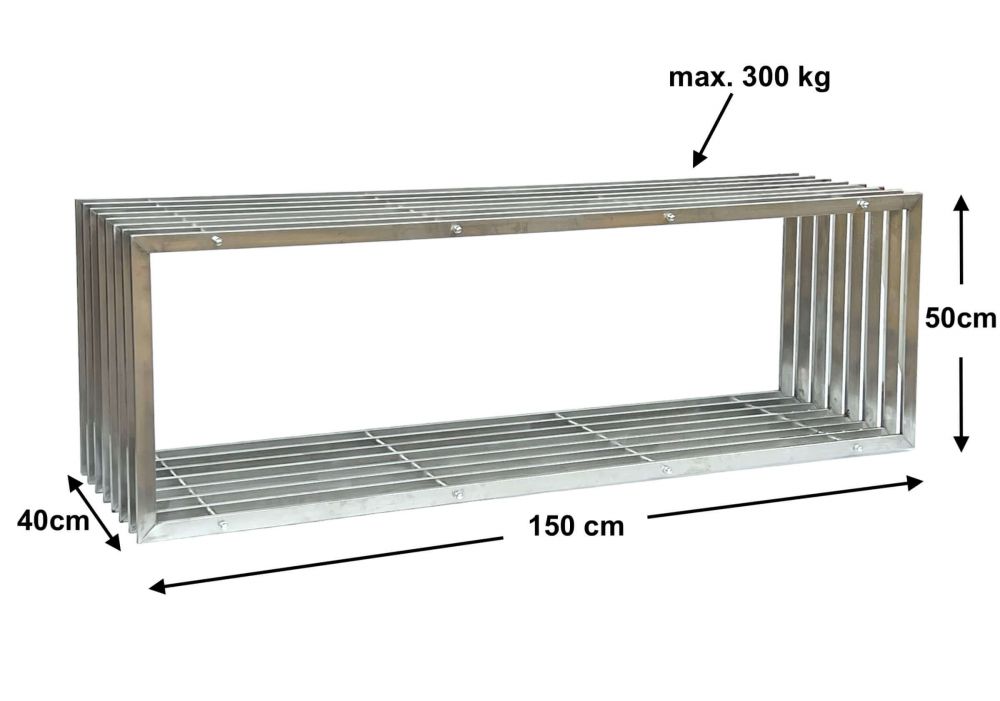 DanDiBo Kaminholzregal Innen Edelstahl Metall Kaminholzständer 96429 Brennholzregal 150 cm Holzkorb Kaminholzhalter