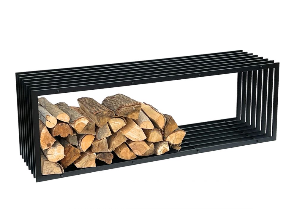 DanDiBo Kaminholzregal Innen Metall Schwarz Kaminholzständer 96430 150 cm Holzkorb Kaminholzhalter Brennholzregal