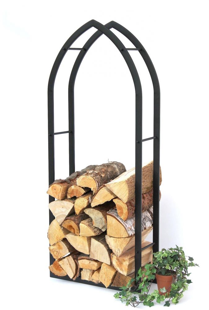 Kaminholzregal Innen Schwarz Metall Kaminholzständer MOS 123 cm Holzkorb Kaminholzhalter Feuerholzregal Holzregal