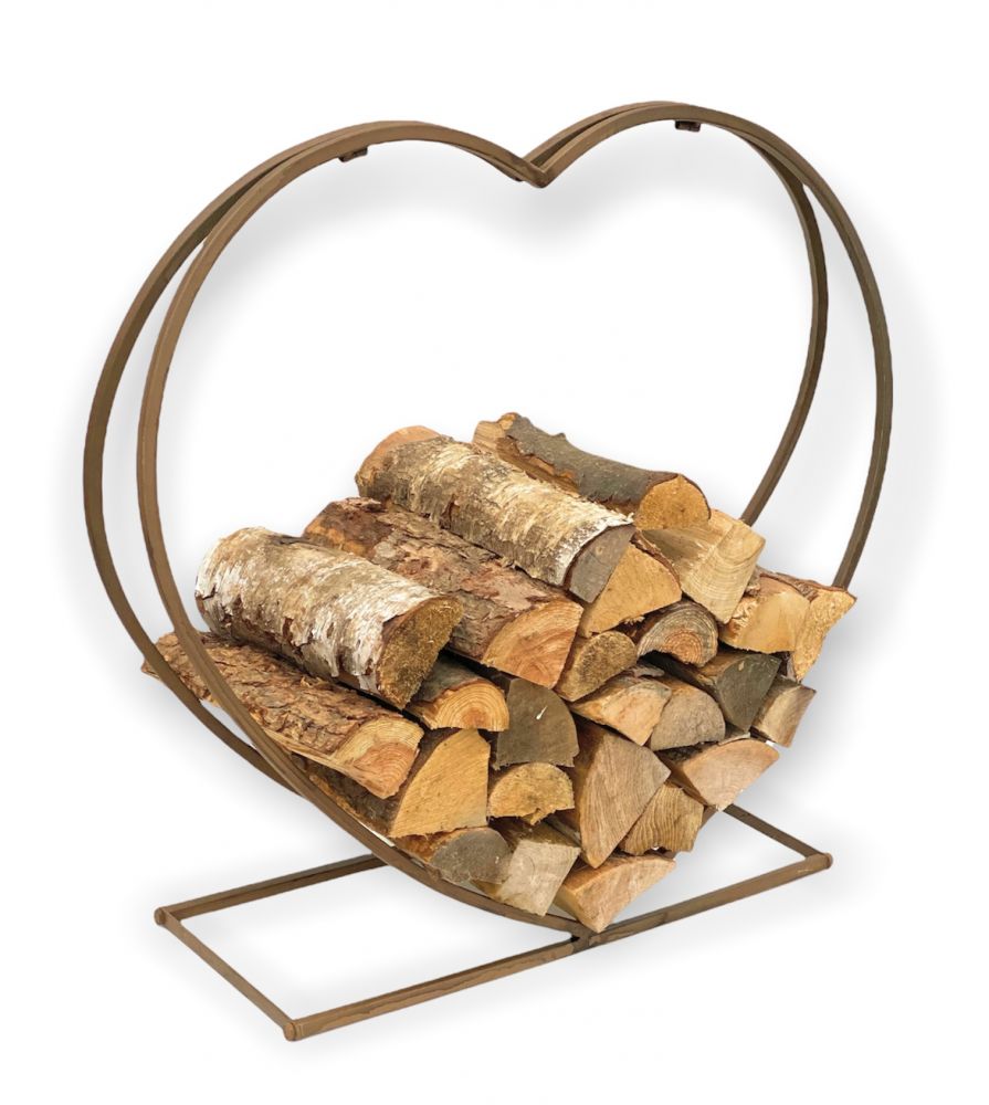 Kaminholzregal Innen Metall Herz Kaminholzständer 2013221 XL 78 cm Holzkorb Kaminholzhalter Holzregal Feuerholzhalter Deko