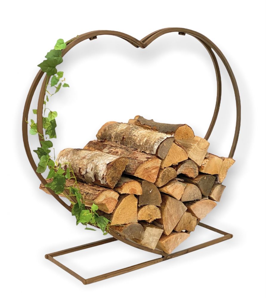 Kaminholzregal Innen Metall Herz Kaminholzständer 2013221 XL 78 cm Holzkorb Kaminholzhalter Holzregal Feuerholzhalter Deko