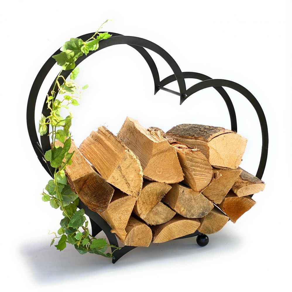 DanDiBo Kaminholzregal Innen Metall Herz Kaminholzständer 64 cm 181134 Holzkorb Kaminholzhalter