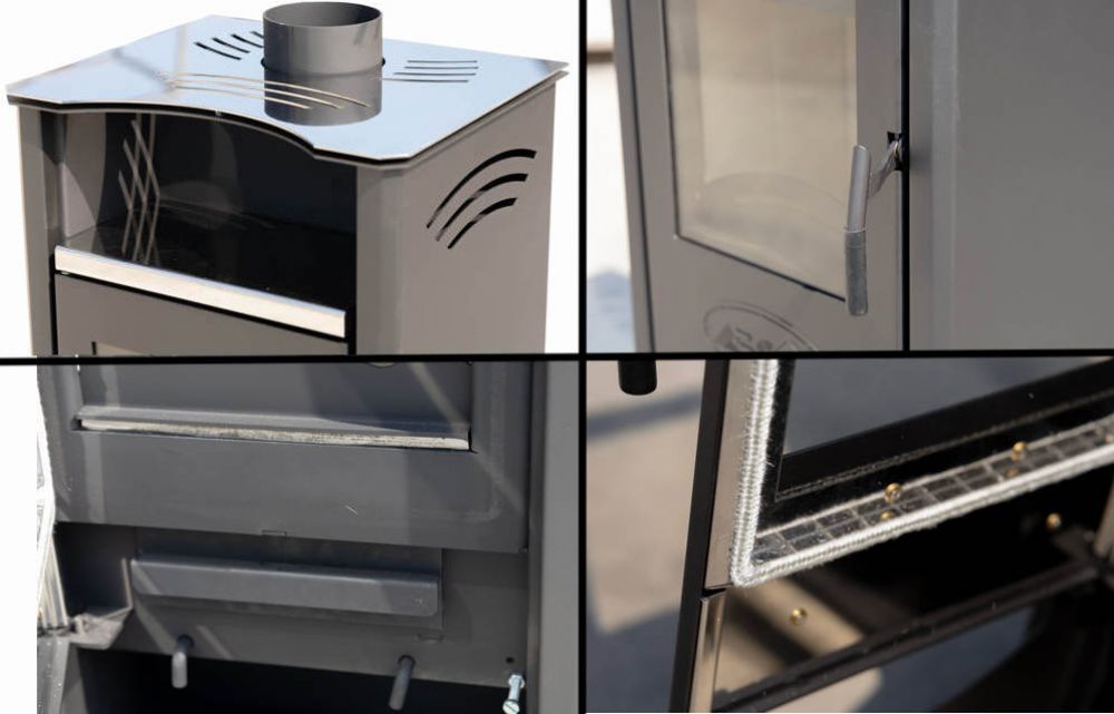 EEK A ABC Quadro Inox wood-burning stove 9.5 kW with multiple occupancy Fireplace Stove Wood-burning stove Workshop stove Heating stove