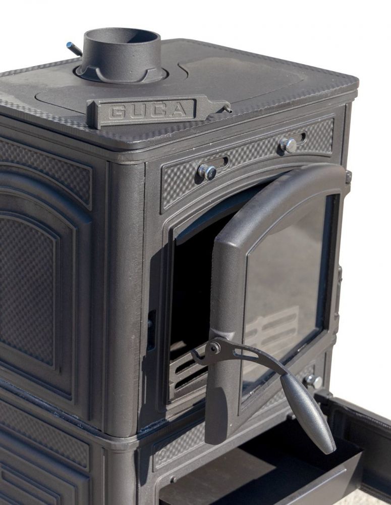 Kaminofen Gusseisen Herdplatte Kochfeld Ofen Antik Holz Guca Lava Holzofen Klein 12,5 kW Kamin Gusseisenofen Dauerbrandofen Werkstattofen Hüttenofen Heizofen