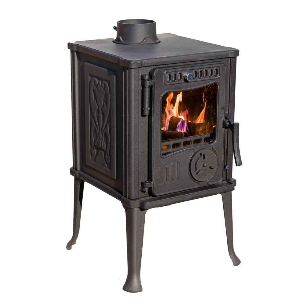 Kaminofen Gusseisen Ofen Antik Holz Guca Iskra Holzofen Klein 6 kW Kamin Gusseisenofen Dauerbrandofen Werkstattofen Hüttenofen Heizofen