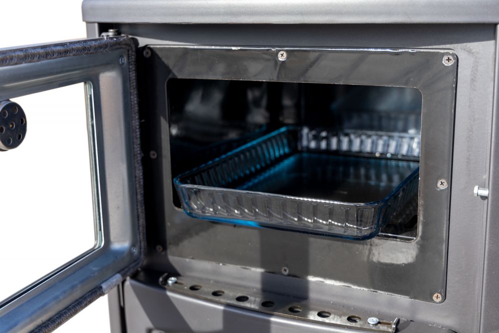 EEK A wood-burning stove with baking compartment hob panoramic fireplace three-sided glass Teba TKS 19 wood-burning stove 12 kW fireplace stove wood-burning cooker hob kitchen stove